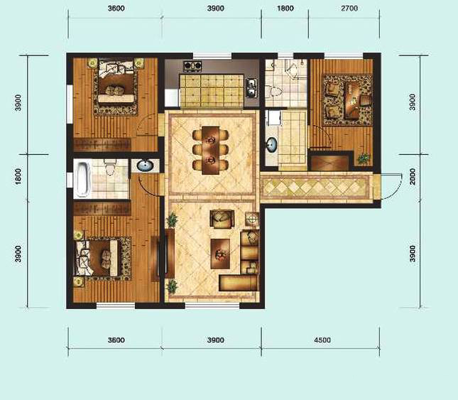 書香雅地翰墨飄香戶型：三室兩廳兩廳