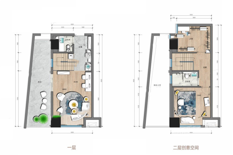 北辰府LOFT53㎡戶(hù)型