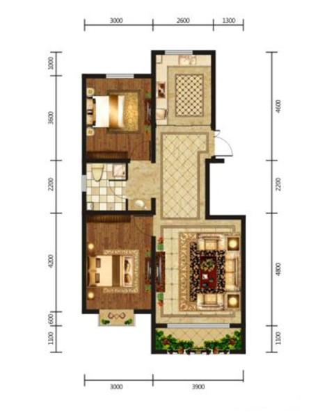 西雅圖小鎮(zhèn)HA戶型2室2廳1衛(wèi)85㎡