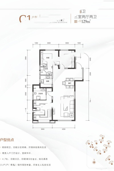 陽(yáng)光城·文瀾公館【霍夫堡】129㎡三室兩廳兩衛(wèi) 135.45萬元-套