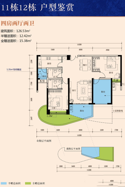 水東灣1號水東灣1號11#12#03戶型 4室2廳2衛(wèi)1廚 126.53㎡ 72.12萬元-套