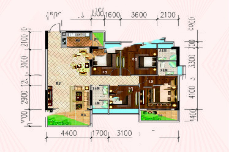 藝展國際10幢05戶型 4室2廳3衛(wèi)1廚 137.92㎡ 92.41萬元-套