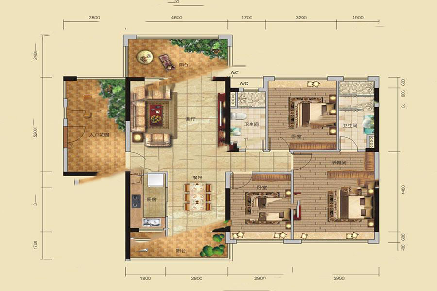 3區(qū)戶型圖31-39棟01、02戶型 3室2廳2衛(wèi)1廚 126.8㎡ 63.4萬元-套