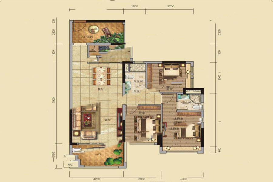 3區(qū)戶型圖31-39棟03、05單元 3室2廳2衛(wèi)1廚 113.4㎡ 56.7萬元-套