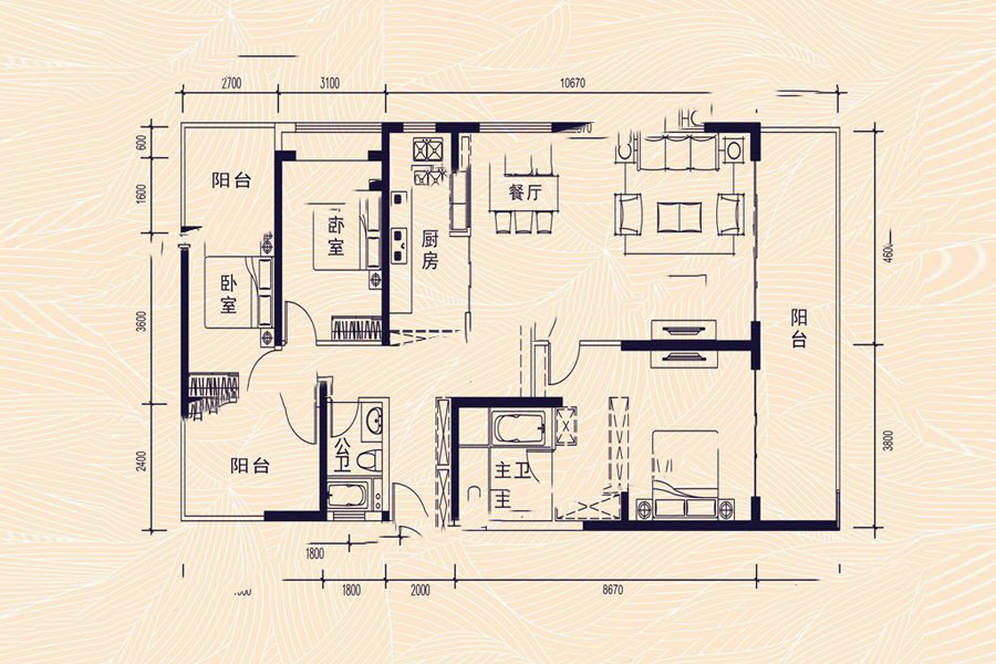 保利達·江灣南岸15棟01號房E戶型 3室2廳2衛(wèi) 169.41㎡