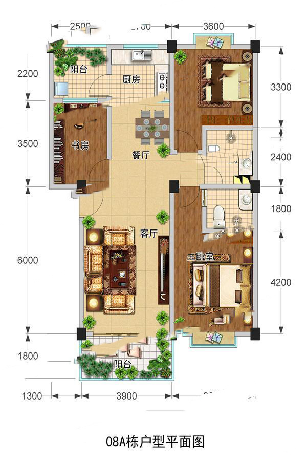 版納故事08A棟 3室2廳2衛(wèi)1廚 108.24㎡