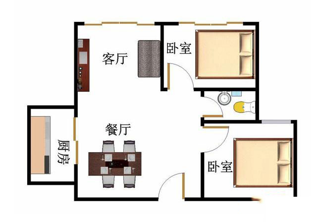 西聯(lián)小區(qū)西聯(lián)超市商住樓A1戶型圖 2室2廳1衛(wèi)1廚 74.97㎡