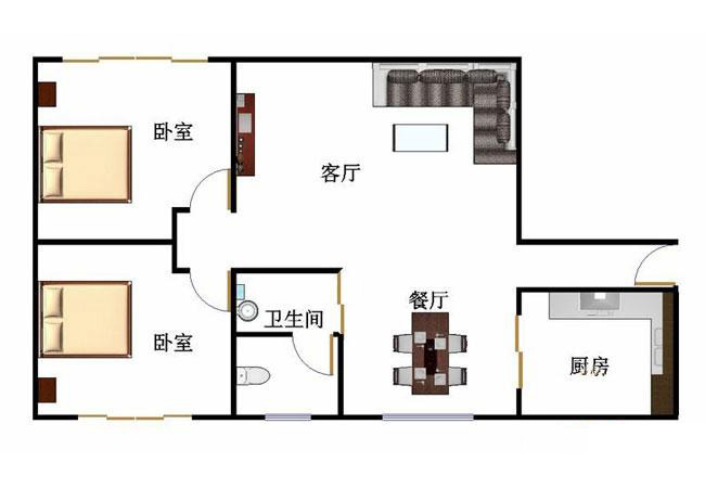 西聯(lián)小區(qū)西聯(lián)超市商住樓A2A戶型圖 2室2廳1衛(wèi)1廚 80.86㎡