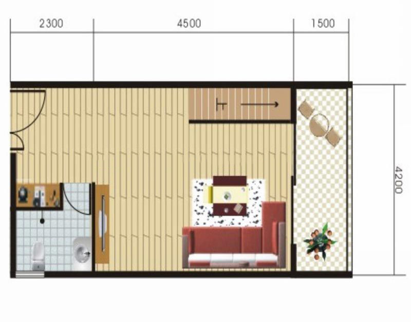 博鰲濱海小鎮(zhèn)復(fù)式D戶型底層 1室1廳1衛(wèi)1廚 80㎡