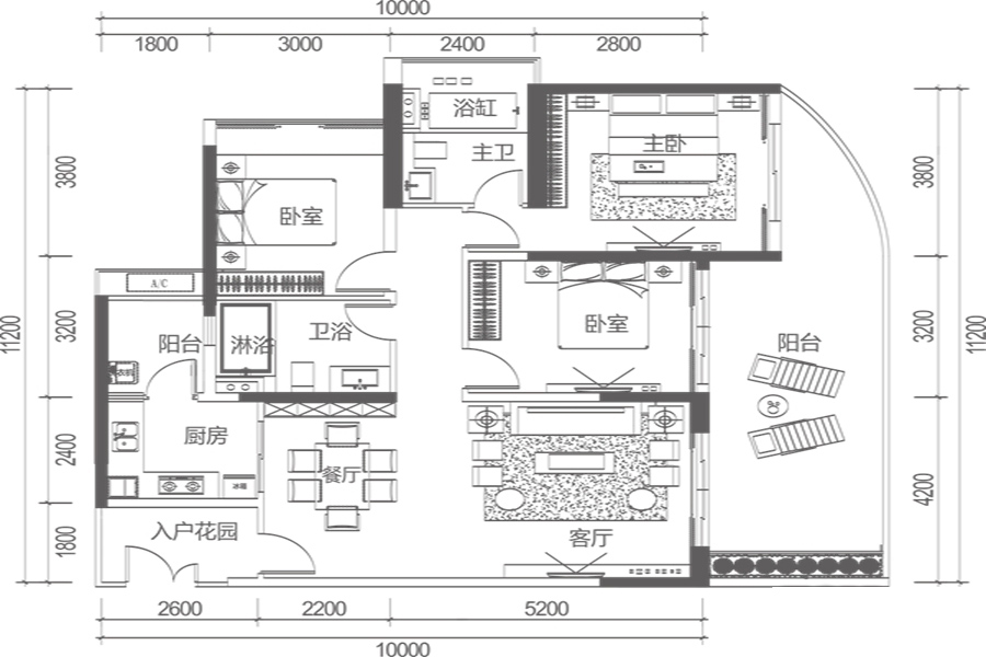 保利·半島1號(hào)一期A7戶型 3室2廳2衛(wèi)1廚 建面139㎡