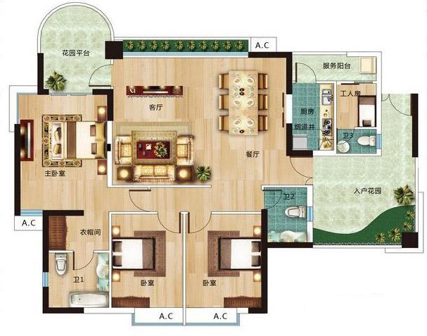 麗晶維港麗晶維港B1戶型圖 3室2廳3衛(wèi) 建面153.81㎡