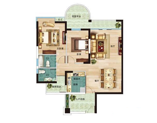 麗晶維港麗晶維港B2戶型圖 2室2廳2衛(wèi) 建面118.45㎡