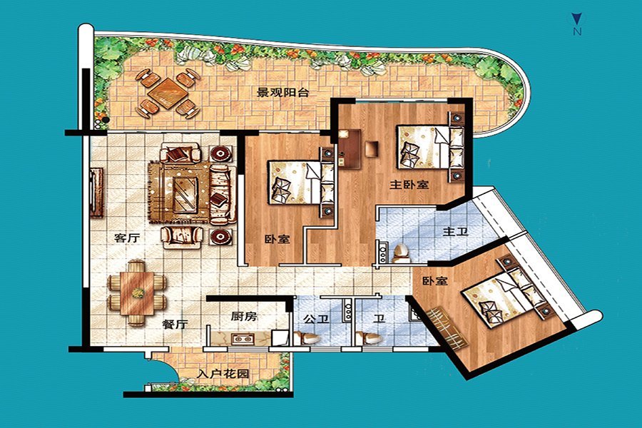 敏捷·黃金海岸36座49房 3室2廳3衛(wèi)1廚 169㎡