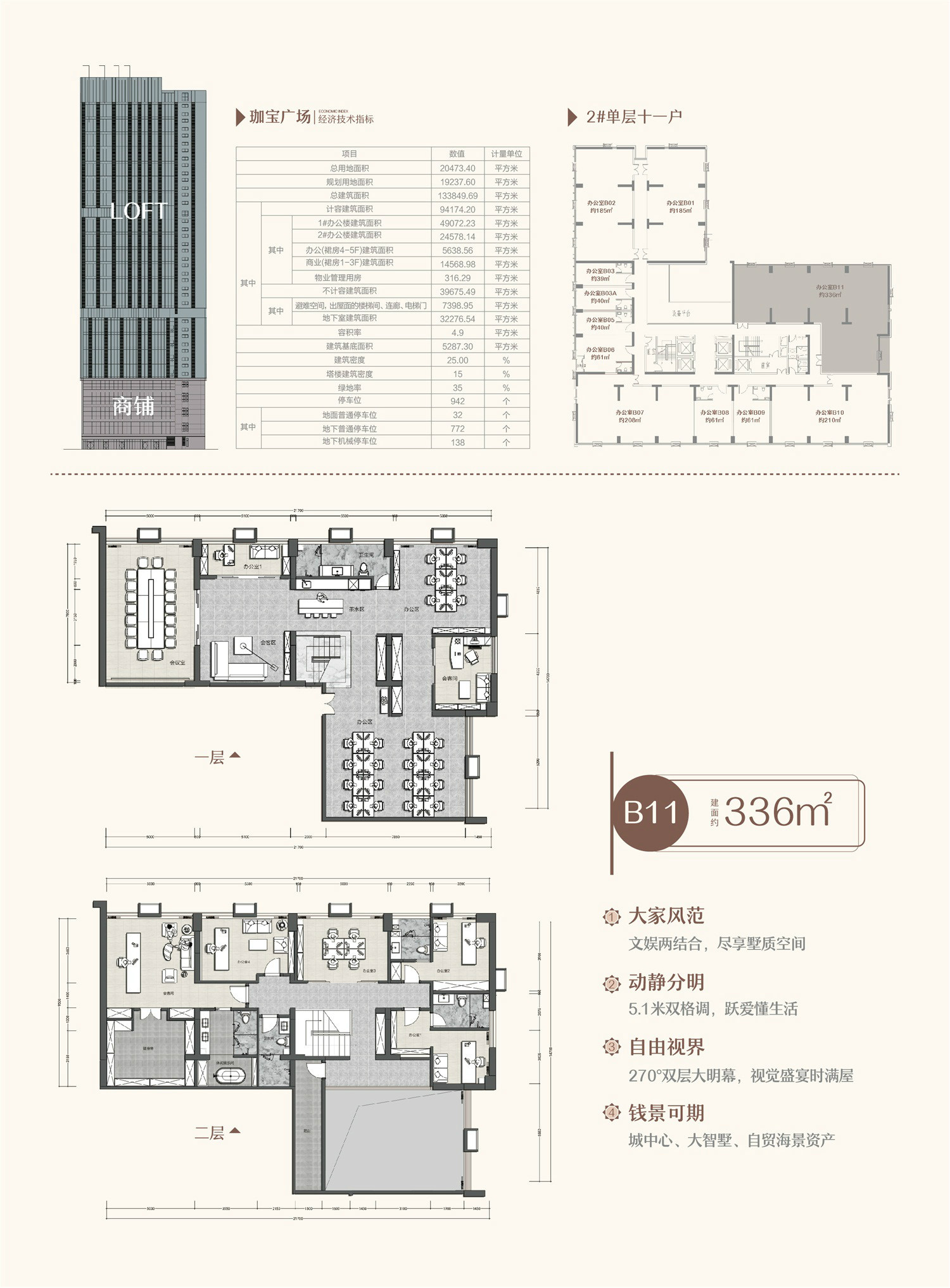 珈寶廣場(chǎng)B11戶型 5室2廳2衛(wèi)1廚 336㎡ 705.6萬(wàn)元-套