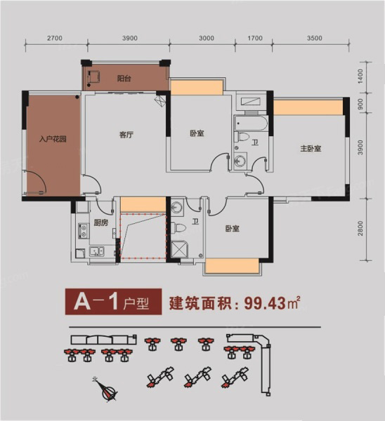 金碧麗江東海岸花園A-1戶型99.43 ㎡