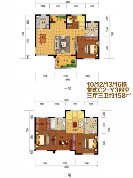 華融琴海灣10-12-13-16棟復式C2-Y3戶型