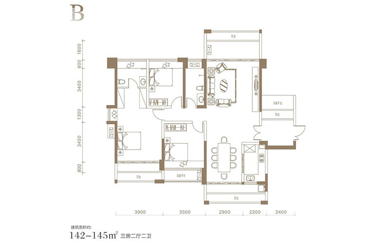 B戶型 建面142㎡